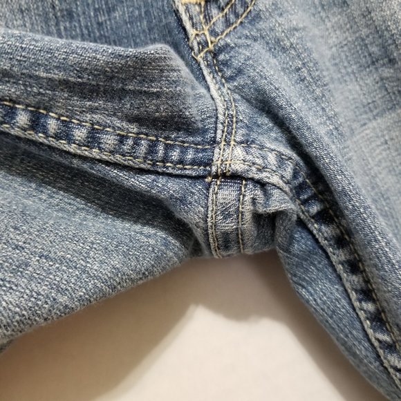 Levi's jeans 9 Too Superlow 524 bootcut flare denim whiskered lightly distressed - Picture 8 of 16